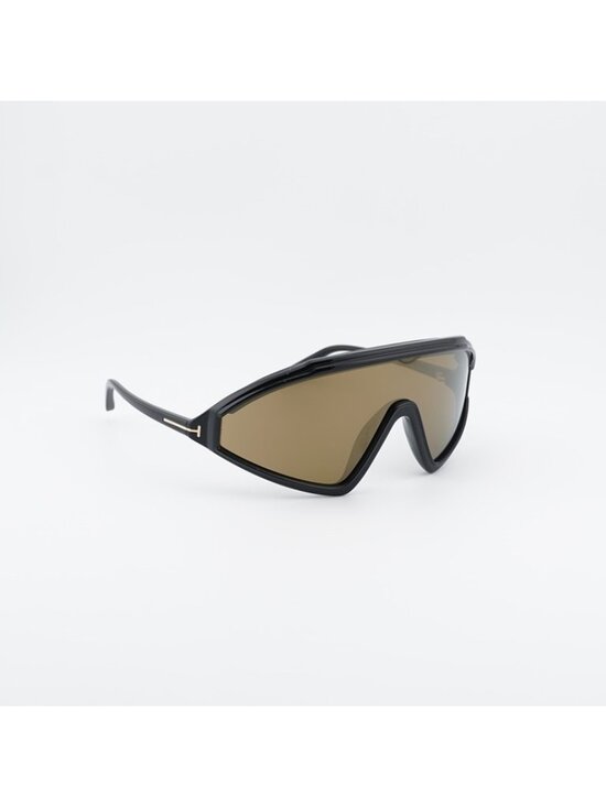 Tom Ford Lorna FT1121 01G Sunglasses Shiny Black Shield Frame, Brown Lenses main image 6